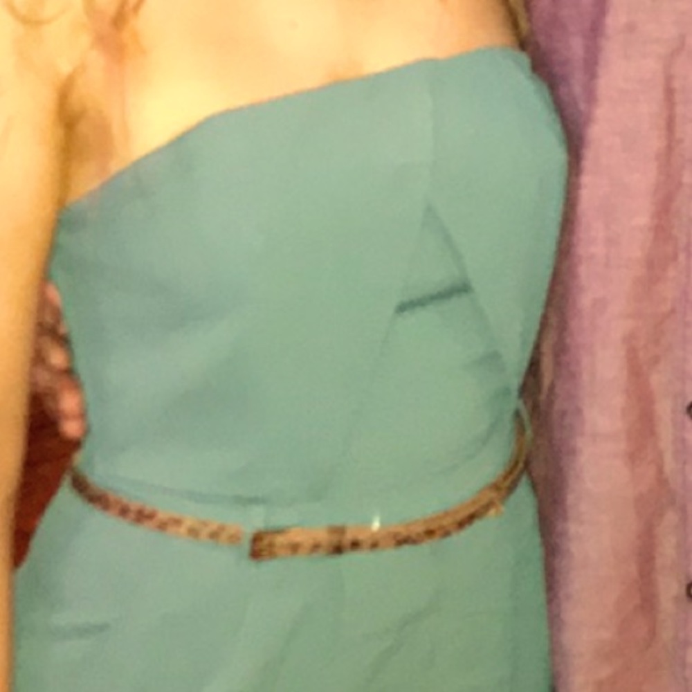 Woman’s strapless teal jumpsuit - Picture 2 of 3
